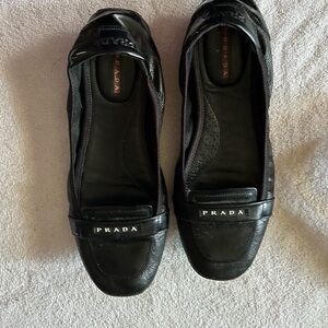Prada Women's Black Leather travel flats